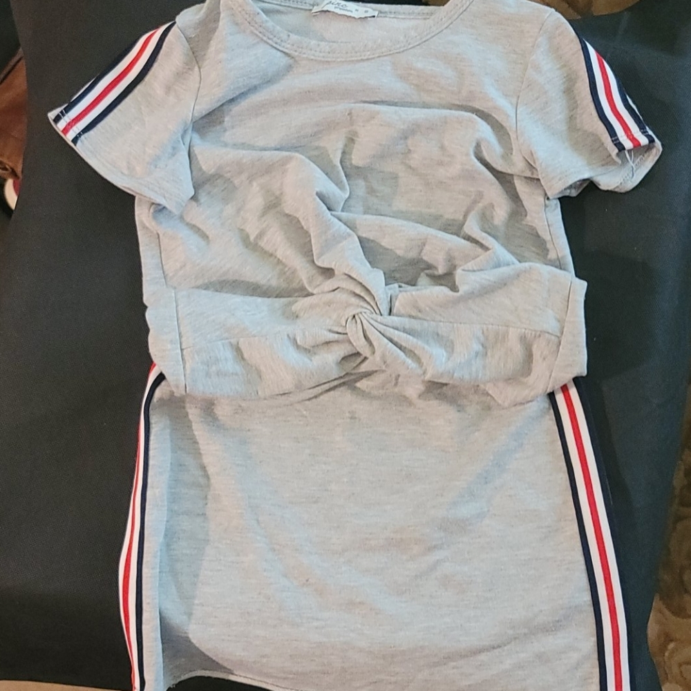 Girls Short Sleeve Sweatshirt & Skirt Set